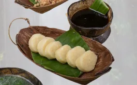 Pa’Lungan Dessert (Boiled and Mashed Tapioca with Sugar Palm)
