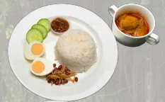 NASI LEMAK with CHICKEN CURRY 